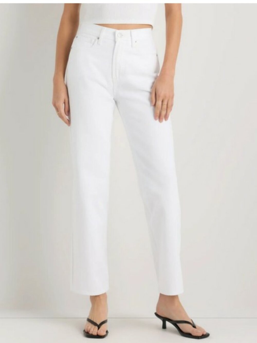 Quince Bella Rigid Straight Jeans In Whiteout 26" Size 31 New With Tags
